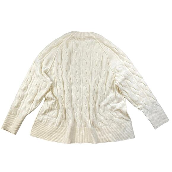 Aerie Oversized Ivory Cable Knit Sweater NWT - XL - Picture 4 of 4